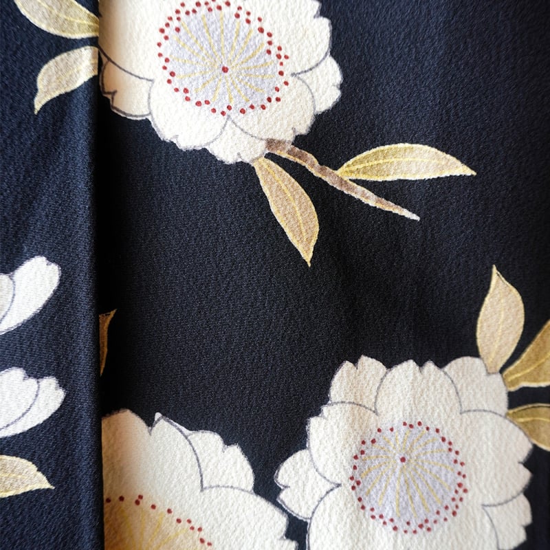 平和屋本店□極上 小紋 紗袷 菊 暈し染め 黒地 逸品 CZAA0518s4