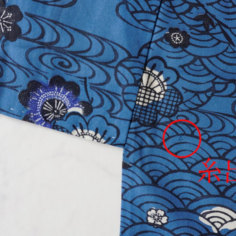 【単衣】化繊　小紋　花柄　居敷当てなし　青系 単衣】化繊 小紋 花柄 居敷当てなし 青系 - メルカリ