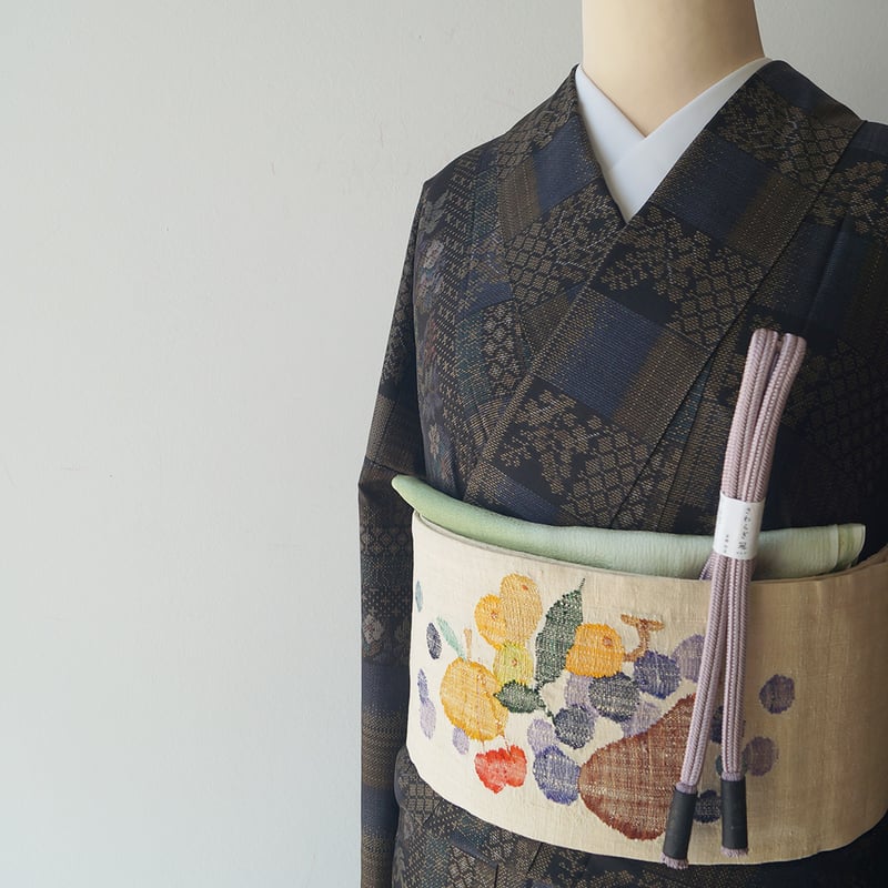 凛*様 新品　美品　大島細　単衣　小紋　フルセット4点　身丈161 裄丈67.5 新品 美品 大島細 単衣 小紋 フルセット4点 身丈161 裄丈67.5