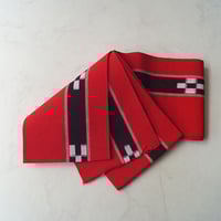 【半幅帯】赤地　ミンサー織　半幅帯