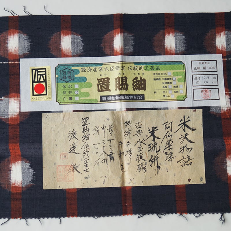 単衣】藍墨茶地 古典水玉模様 置賜紬 | 大山キモノ・ちぇらうな