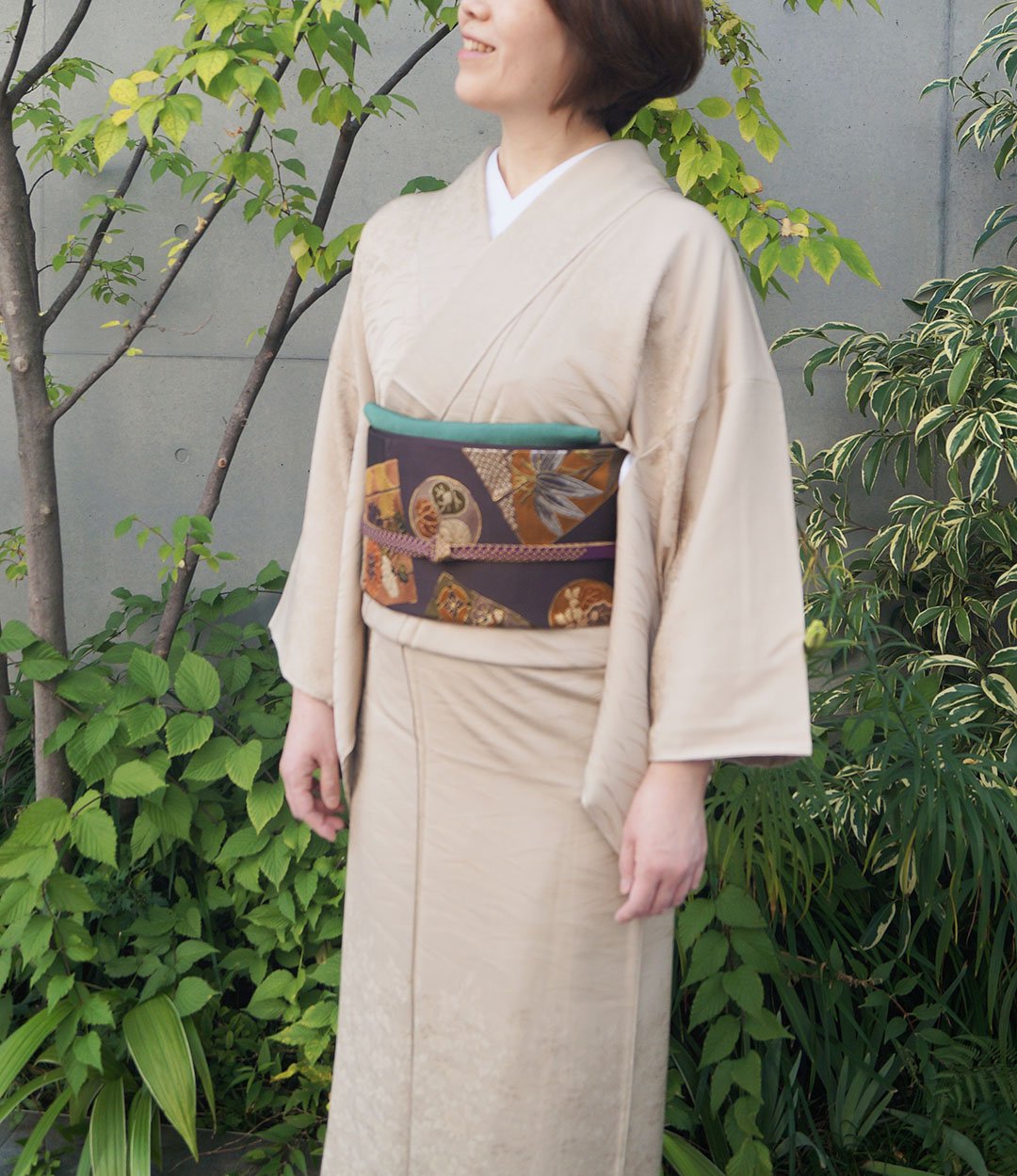 正絹【一つ紋】上品な色無地 袷 b676