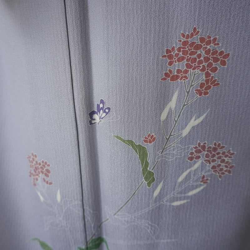 アンティーク 長襦袢 単衣  藤の花柄 中古】 長襦袢 襦袢 長じゅばん レディース 正絹 黒 花柄 身丈