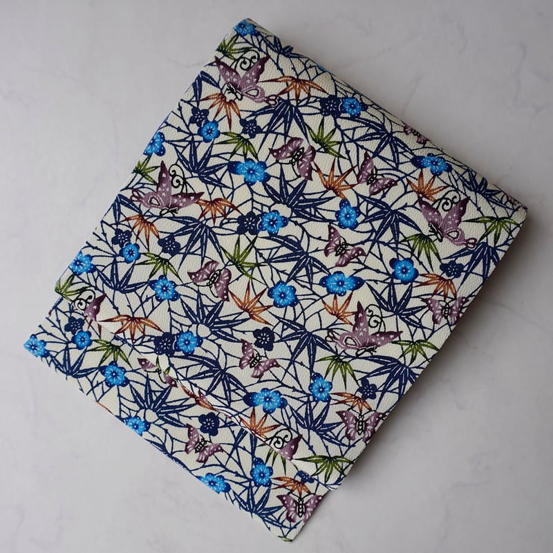 なごや帯】沖縄紅型染め 梅や笹に蝶文様 なごや帯 | 大山キモノ