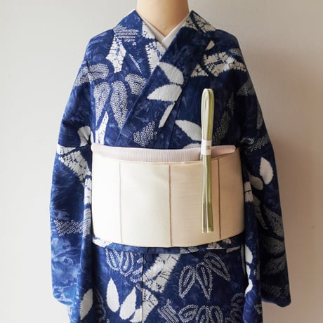 【有松絞り浴衣専門店つゆくさ・浴衣】青藍色　竹　浴衣