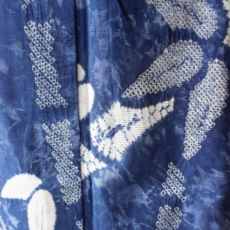 【有松絞り浴衣専門店つゆくさ・浴衣】青藍色　竹　浴衣