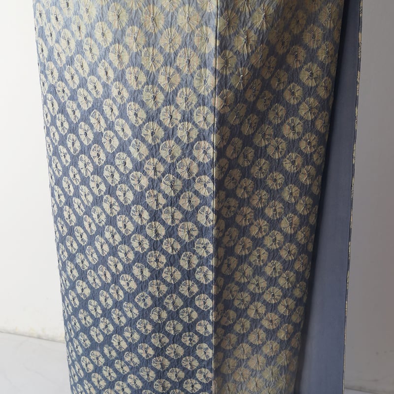 小紋 紬 袷 絞り 縞 グリーン系 小紋 紬 袷 絞り 縞 グリーン系