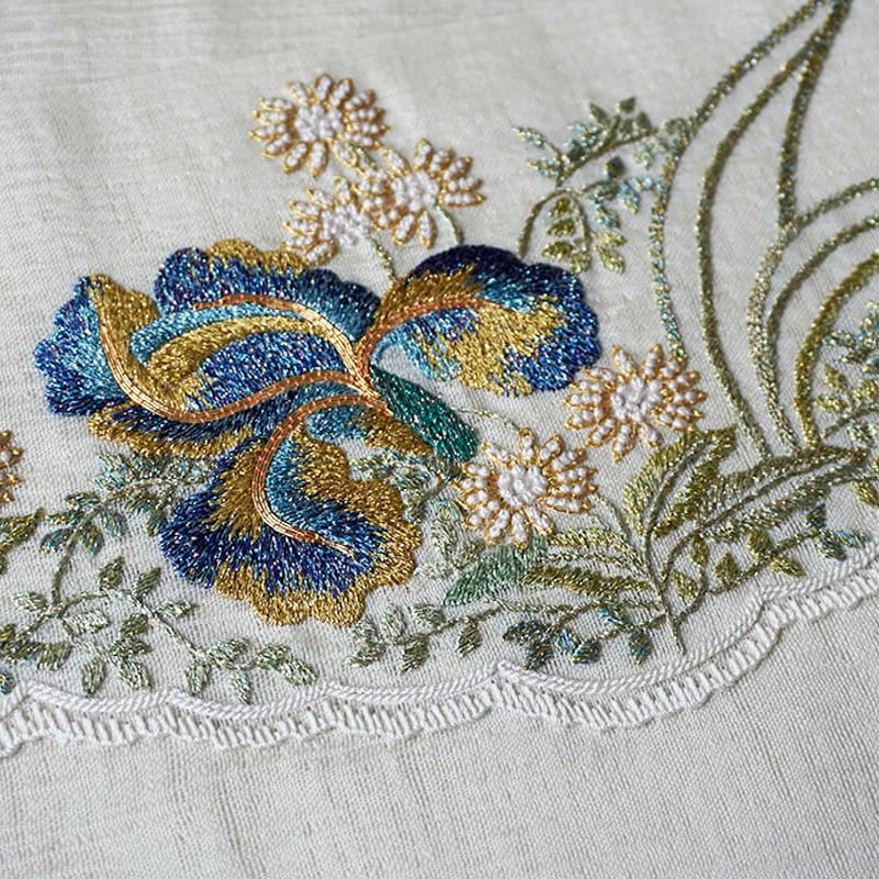 フクロウ刺繍 夏用 袋帯 汚れ無し！白地の帯 フクロウ刺繍 夏用 袋帯 汚れ無し白地の帯 地銀通しに相良刺繍 3