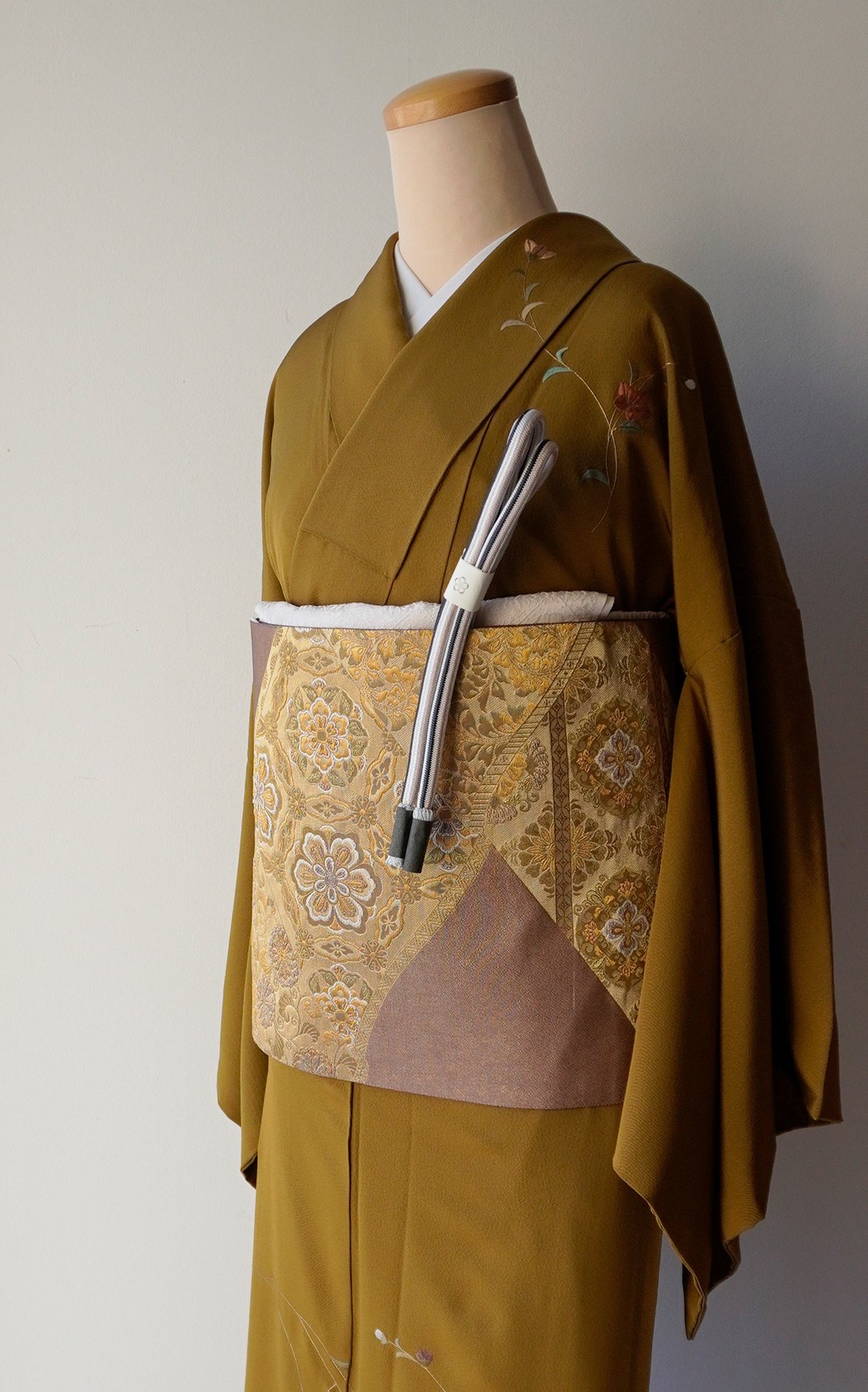 正絹 江戸小紋 五代目松綱 【砂川裕孝】ふくら雀に稲穂