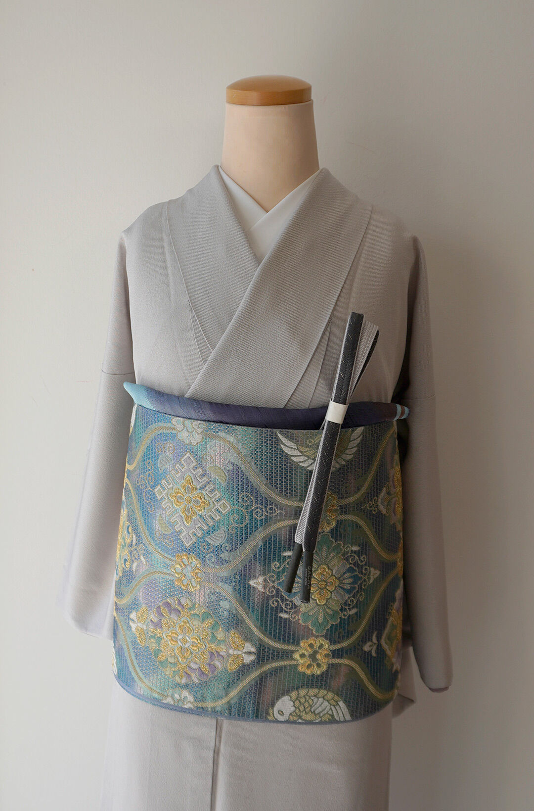 江戸小紋袷正絹万筋廣瀬雄望一ツ紋洒落柿色身丈152裄63.5