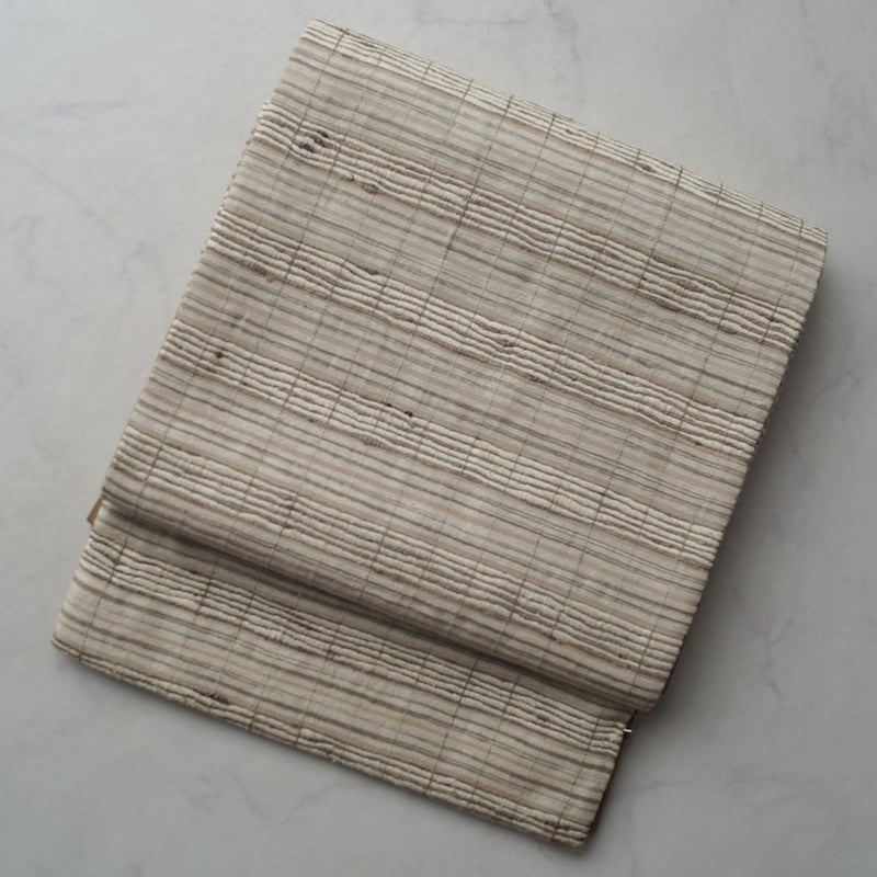 ふくろ帯】野蚕糸 生成り地 横段文ふくろ帯 | 大山キモノ・ちぇらうな  