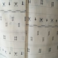 【夏・紬】象牙色　横段に井桁　十日町夏紬