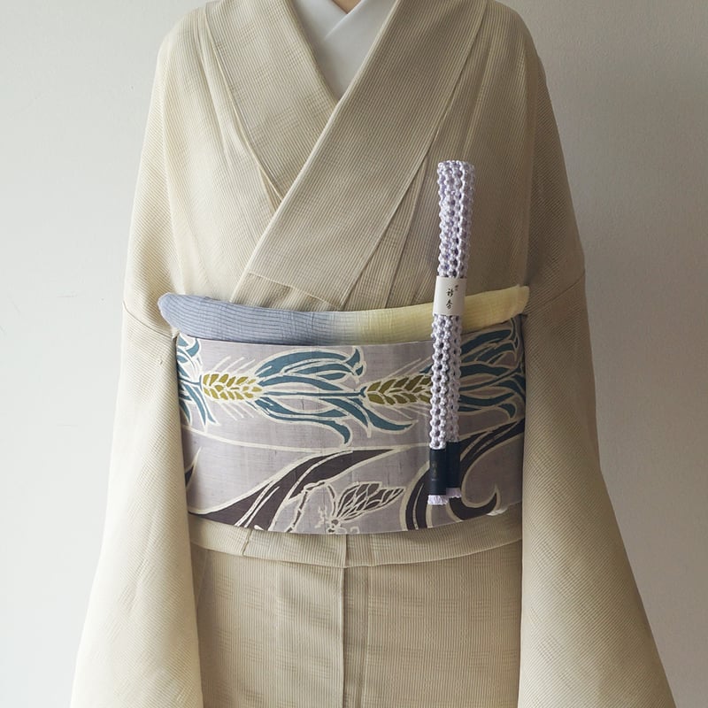 本塩沢 紗紬 茶鼠色 縞 本塩沢 紗紬 茶鼠色 縞