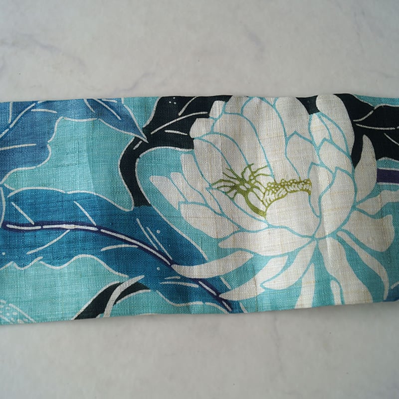 新品 お仕立て付き 単衣夏向き 麻 栗山吉三郎作 九寸帯 月下美人 obx205 名古屋帯 栗山吉三郎 仕立て込み 本麻 夏九寸帯 和染め紅型