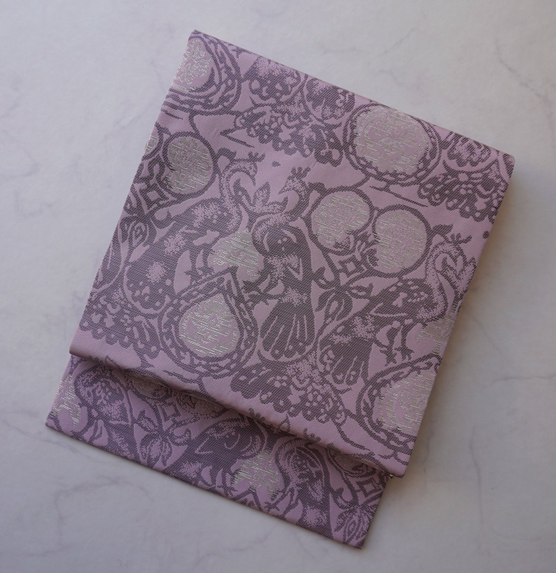 なごや帯】帯屋捨松 石竹色 鳳凰更紗文 なごや帯 | 大山キモノ・ちぇら  