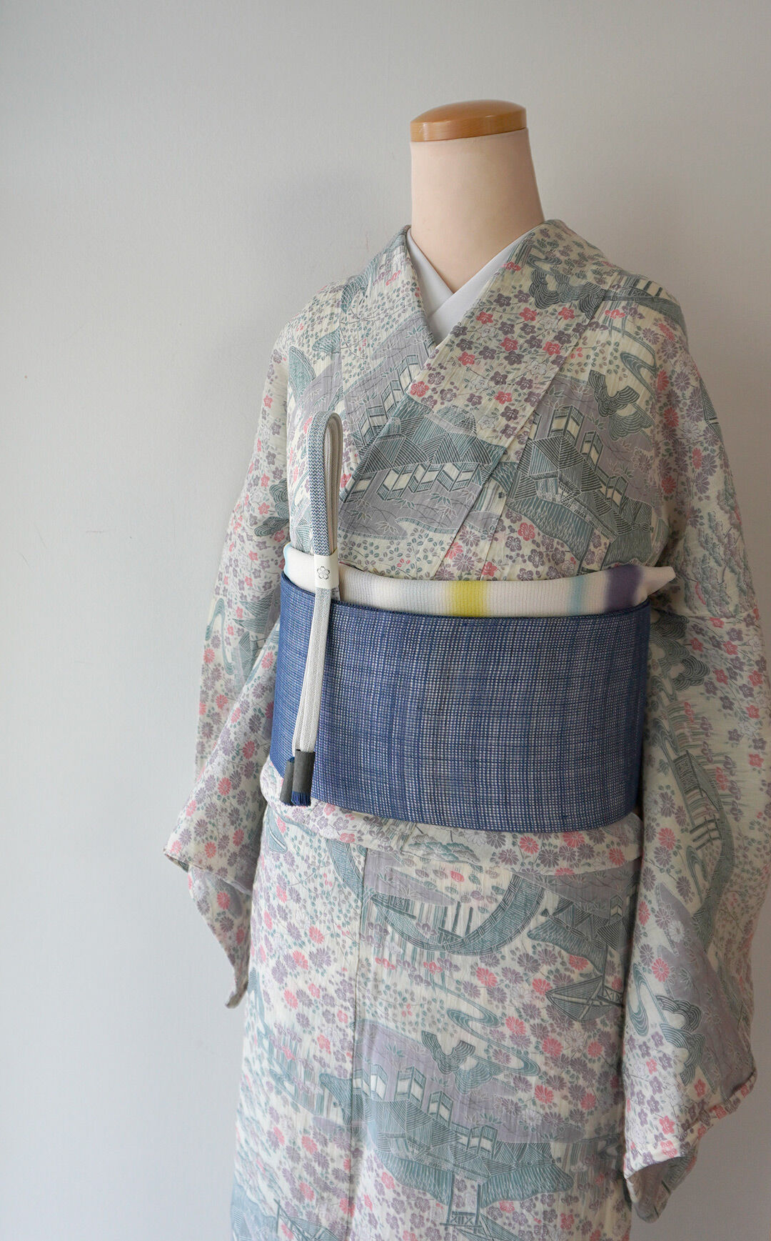 洗える夏着物 小千谷縮 本麻 小紋 単衣 茶屋辻 イ5654 洗える夏着物 小千谷縮 本麻 小紋 単衣 茶屋辻 イ5654（夏・麻