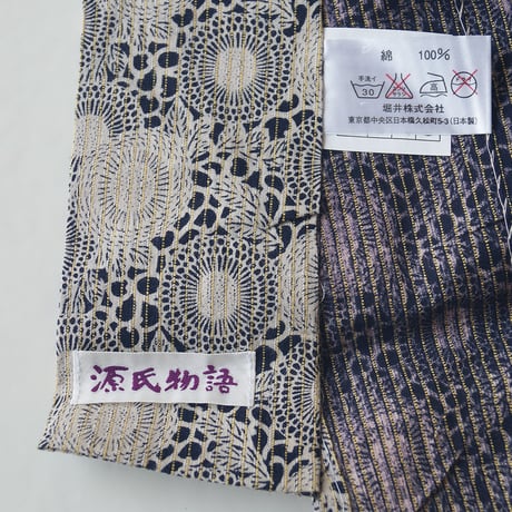 【浴衣】黒×生成色　菊唐草文　浴衣