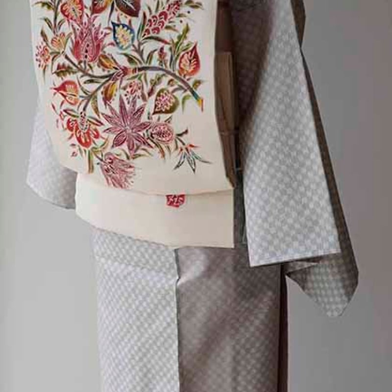 袷】二色暈し 変わり市松柄 白大島紬 | 大山キモノ・ちぇらうなぼるた 