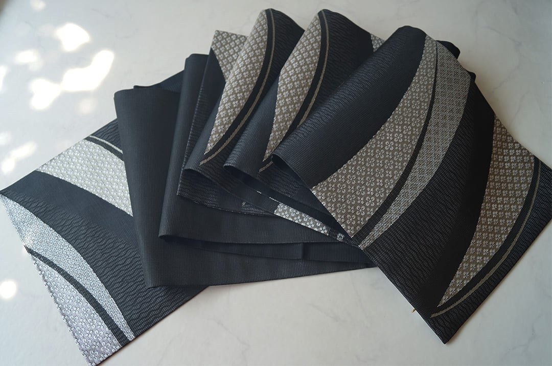夏帯　 黒地に金銀の波模様 夏帯 黒地に金銀の波模様 【公式通販】