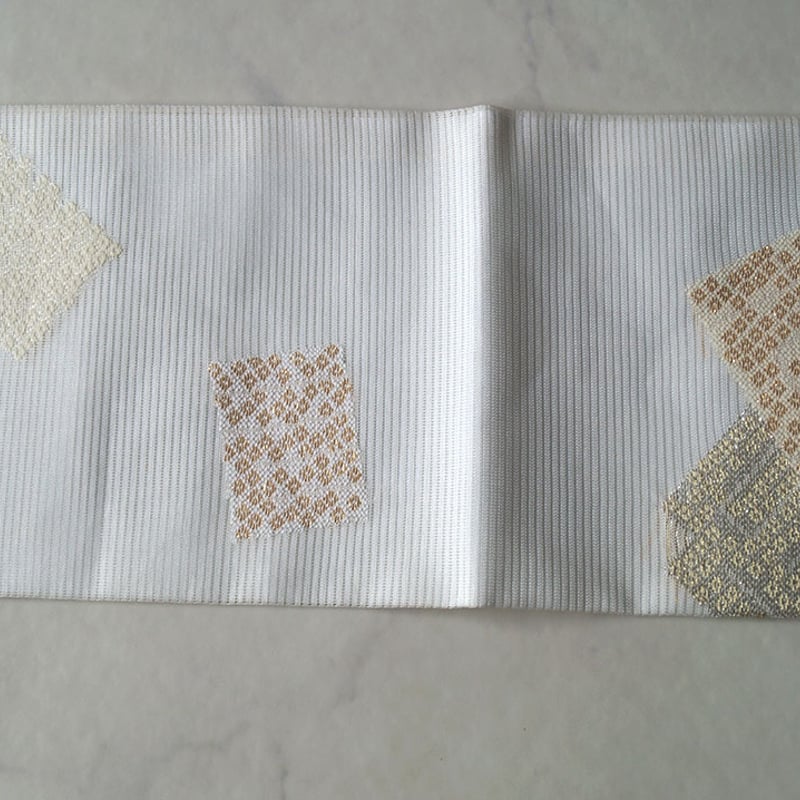 夏なごや帯】白地 源氏香に色紙文 紗なごや帯 | 大山キモノ・ちぇら  