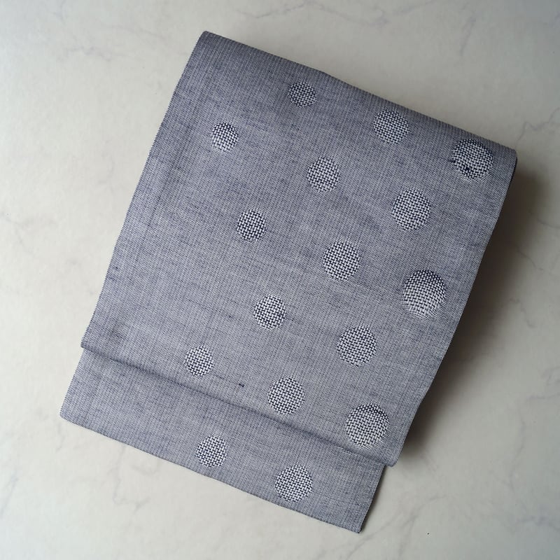 夏・なごや帯】紺色×白地 ドット柄 麻なごや帯 | 大山キモノ・ちぇら  