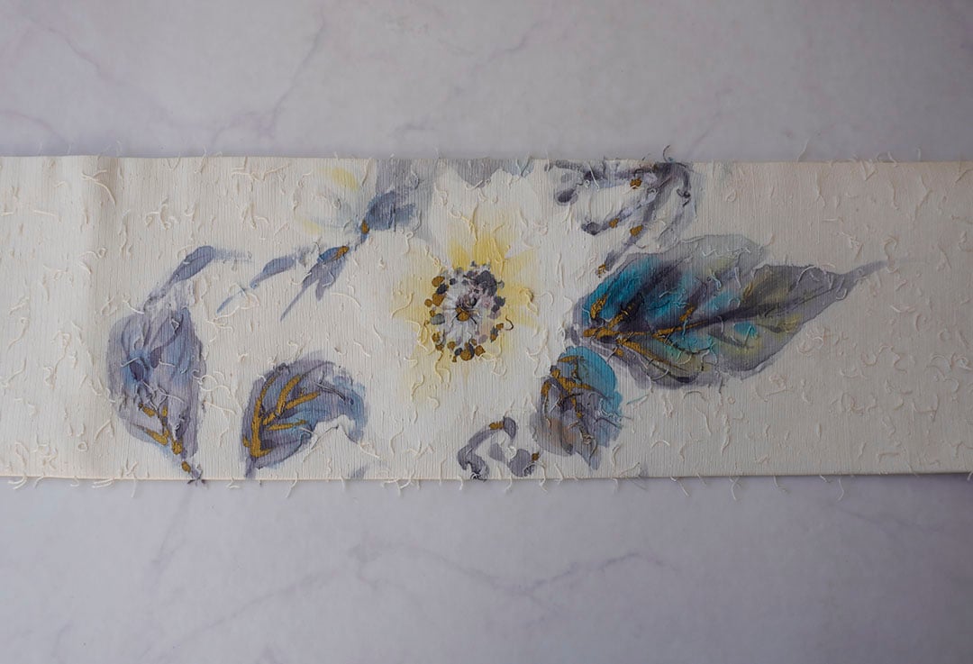 なごや帯】 生成り色 抽象花文様 ひげ紬地 なごや帯 | 大山キモノ・ち  