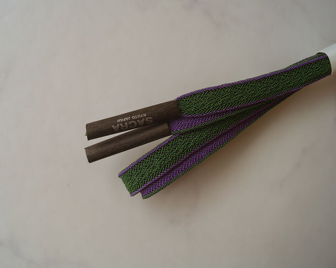 和小物さくら・帯締め】千歳緑色×桑の実色 綾高麗リバーシブル夏