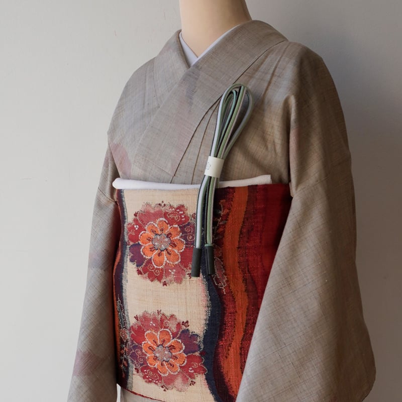 ゑり善　着物　染め帯　紅　赤紫 ゑり善着物染め帯紅赤紫