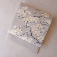【なごや帯】白鼠地　こぶし文　塩瀬なごや帯