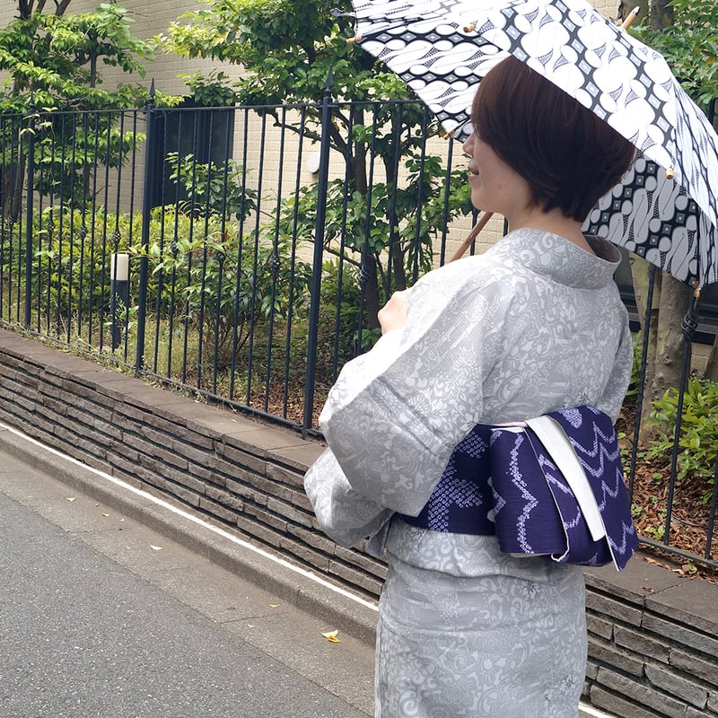 梅】浴衣 大人 注染 本染め 桔梗 変わり織り 綿 紅梅 梅】浴衣