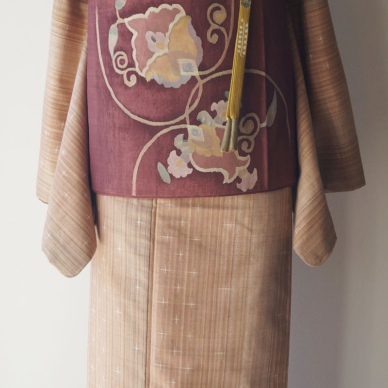 紬　袷　着物　茶　レディース　柿渋 楽天市場】柿渋 染（着物｜和服）：レディースファッションの通販
