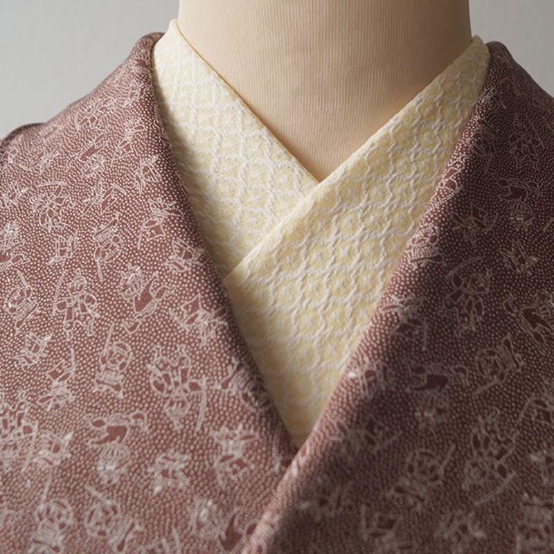 作家物 保科昭夫 江戸小紋 寄せ柄 裄67.5 色無地 着物 正絹T-4753