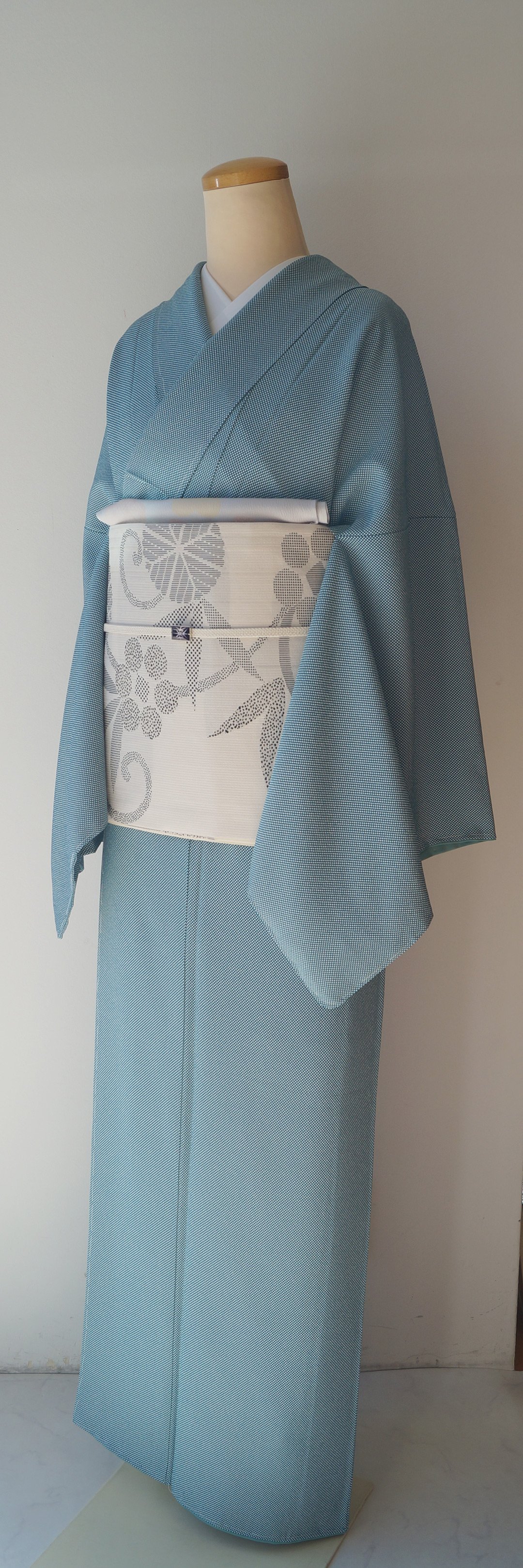 袷】トールサイズ 極型江戸小紋 行儀 天鵞絨色×白灰色 | 大山キモノ  