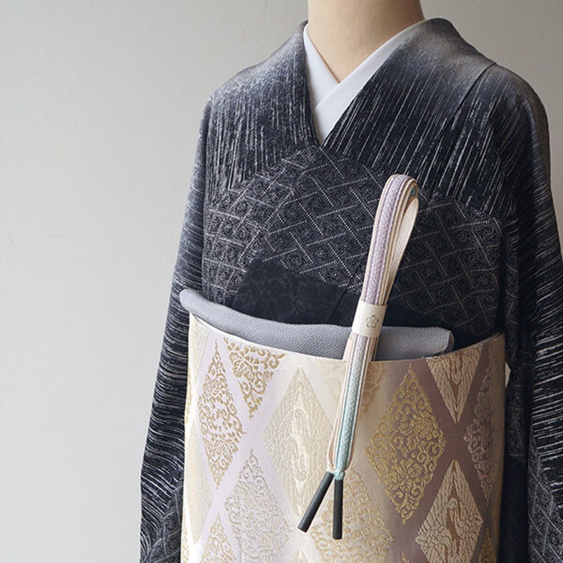 D358 富め ビロード 輪奈コート ロング 葉模様 正絹 極美品