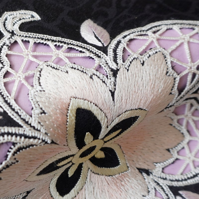 なごや帯】黒地 花刺繍 なごや帯 | 大山キモノ・ちぇらうなぼるた