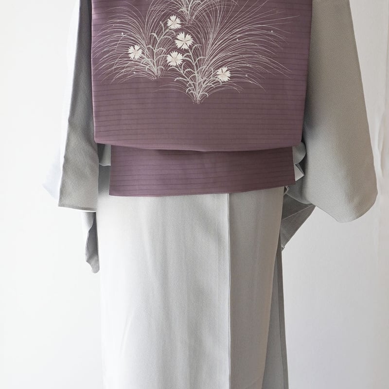 単衣】白色×桔梗鼠色 万筋 江戸小紋 | 大山キモノ・ちぇらうなぼるた 