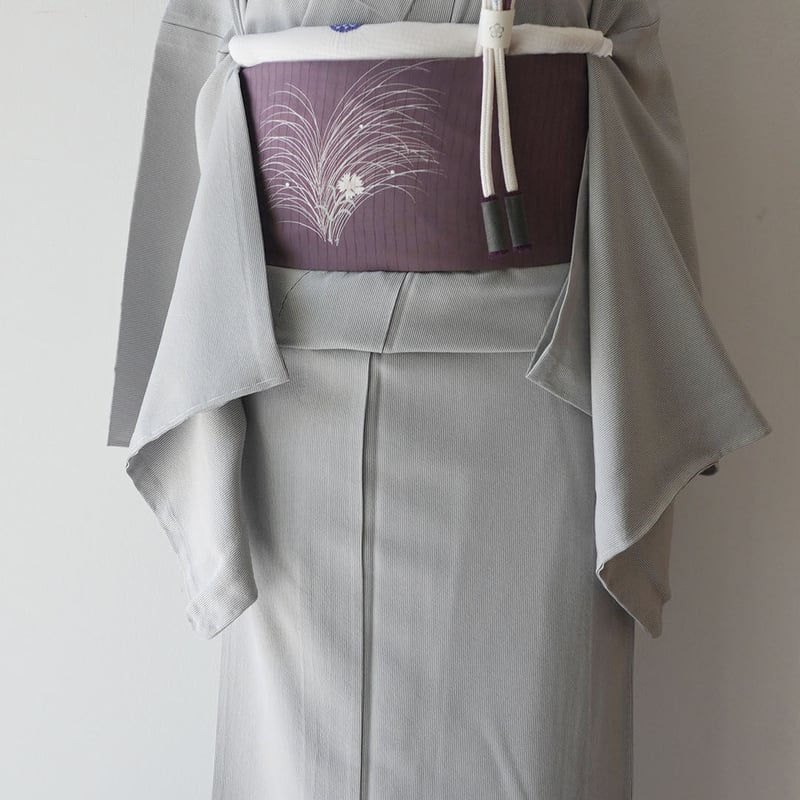 単衣】白色×桔梗鼠色 万筋 江戸小紋 | 大山キモノ・ちぇらうなぼるた 