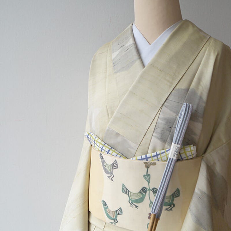 きものヱビス ■ 自然布 染なごや帯 夏物 きものヱビス □ 自然布 染なごや帯 夏物（夏帯 絽＊金魚 蜻蛉