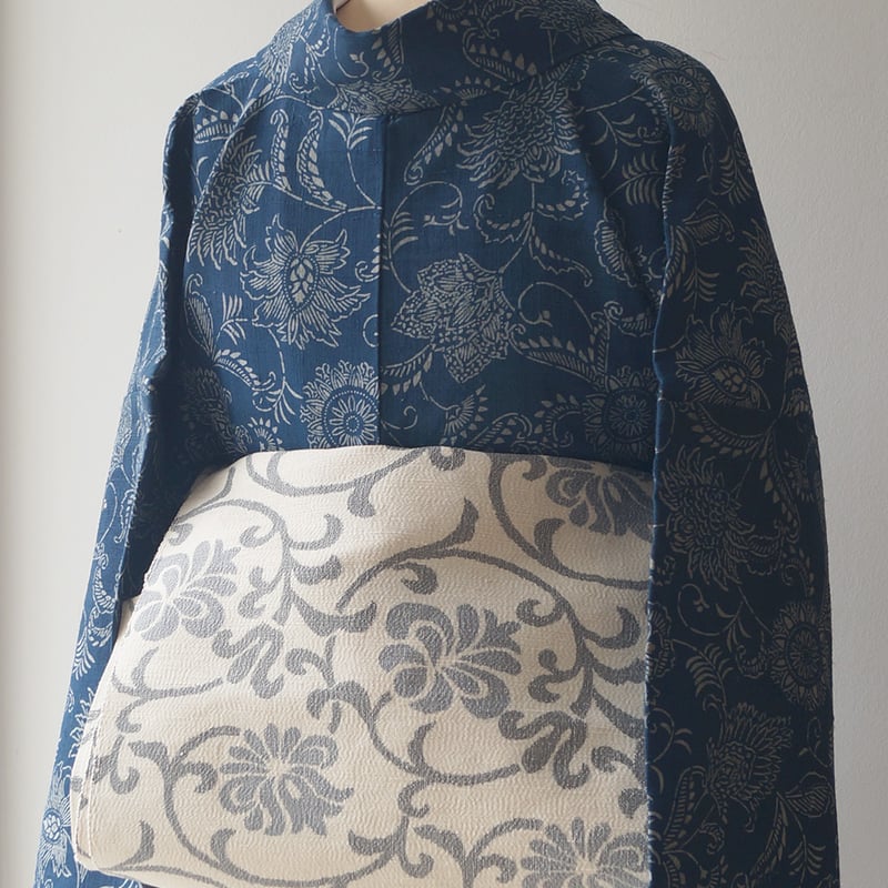 特価価格❣️【花唐草地紋 桜⭐️袷 付下げ】ライトオレンジ ライトブルー 特価価格❣️【花唐草地紋 桜⭐️袷 付下げ】ライトオレンジ