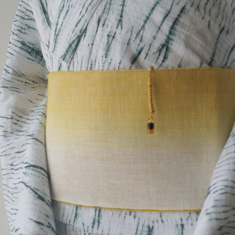 LULU18 半幅帯 化繊 刺繍 鳥 黄土色 LULU18 半幅帯 化繊 刺繍 鳥