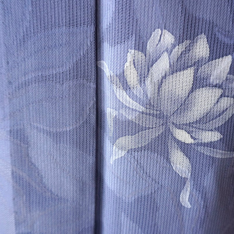 高貴な色味 紫色 鳳凰 更紗小紋 しつけ糸 裄65 IS1057☆ 紋紗 濃紺 小紋 高貴な色味 紫色 鳳凰 更紗小紋 しつけ糸 裄65 IS1057