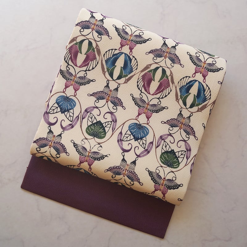 なごや帯】城間栄順作 沖縄紅型染め 蝶文 なごや帯 | 大山キモノ