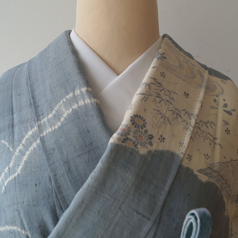 A78愛華 夏着物 紬　単衣　辻ヶ花模様　舛花色　正絹 A78愛華 夏着物 紬 単衣 辻ヶ花模様 舛花色 正絹 - メルカリ
