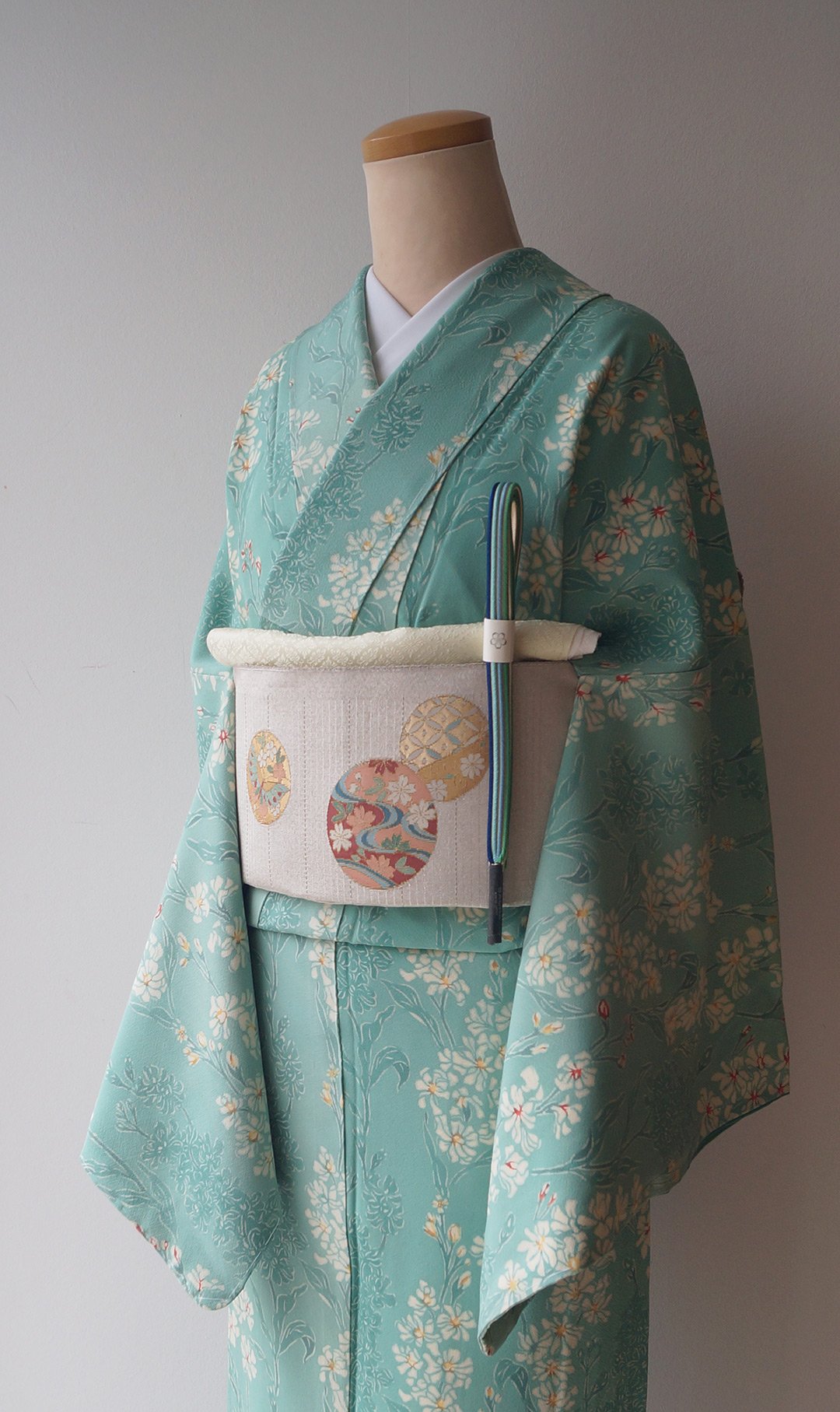袷】花緑青地 花文 小紋 | 大山キモノ・ちぇらうなぼるた 袷】花緑青地 花文 小紋 | 大山キモノ・ちぇらうなぼるた