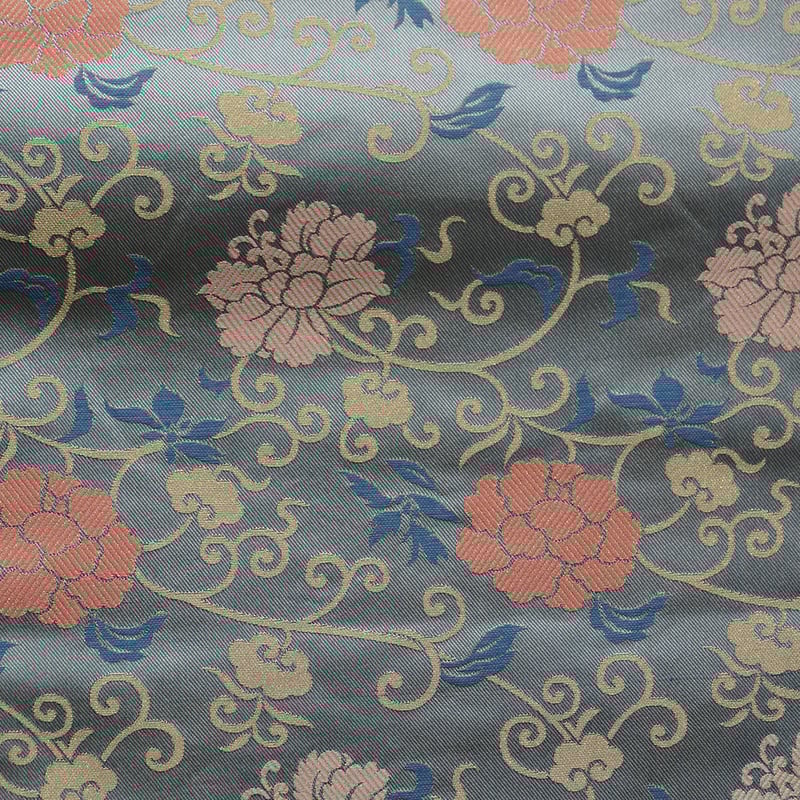 なごや帯】青磁鼠色 牡丹唐草文 開きなごや帯 | 大山キモノ・ちぇら  