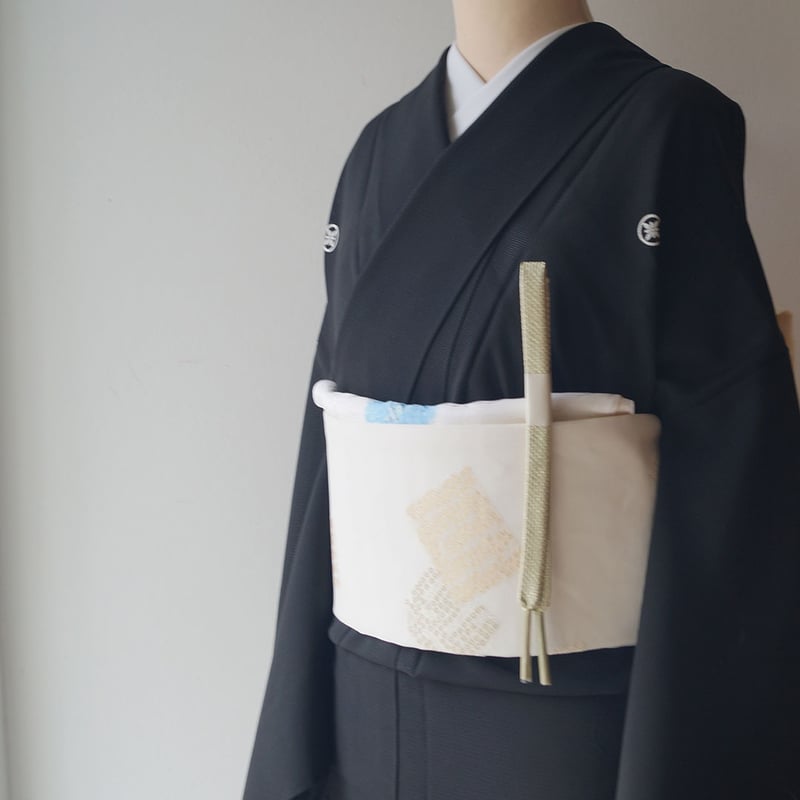 夏なごや帯】白地 源氏香に色紙文 紗なごや帯 | 大山キモノ・ちぇら  