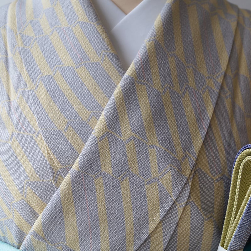 袷】初代川村久太郎 角通しに幾何学柄 附下げ | 大山キモノ・ち