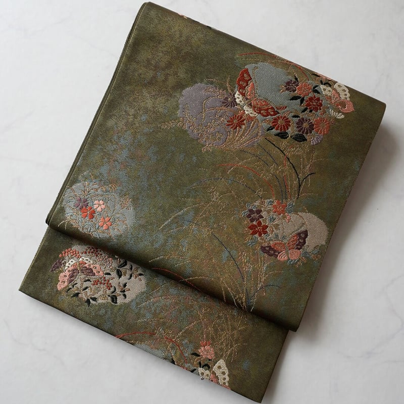 小紋洗える着物花模様リーフ芝草地紋アイボリー着物102a dLouis