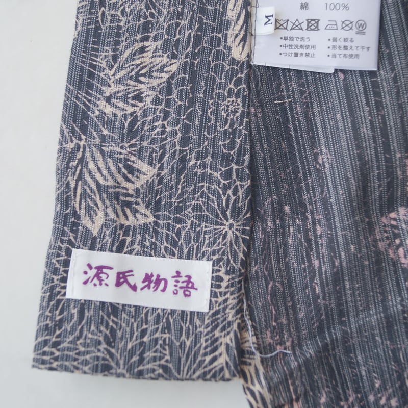 源氏物語　浴衣反物　新品未使用　綿100% 新品 未使用】浴衣反物 綿100% 源氏物語 浴衣】紺青色×生成色 ボタニカル