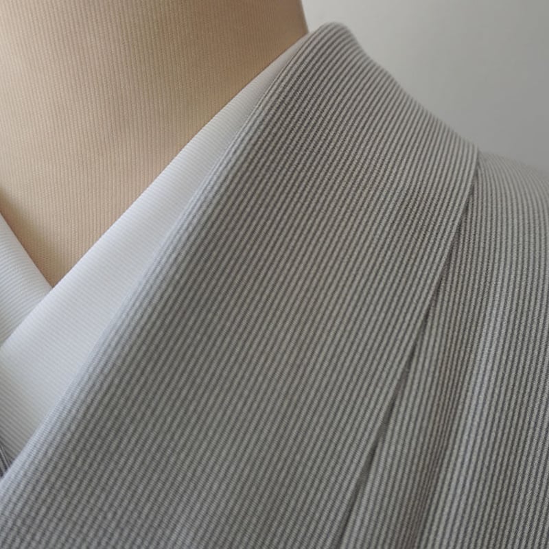 単衣】白色×桔梗鼠色 万筋 江戸小紋 | 大山キモノ・ちぇらうなぼるた 